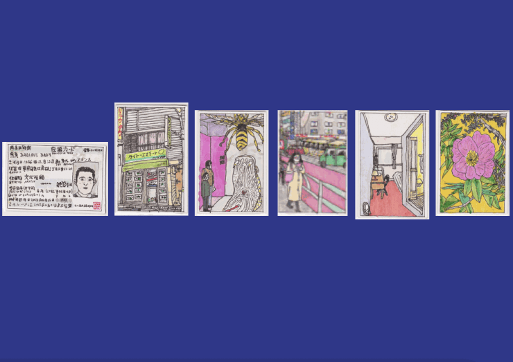 Bady Dalloul, Matchbox drawings (1), 2024, Ball pen drawing, marker pen on bristol board, framed in matchboxes, 4.13 x 2.54 cm (each).