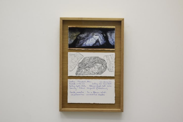 Joana Hadjithomas and Khalil Joreige, Trilogies, Monasteraki 11 (6.2m), 2018 - 2021, Work on paper, photo, printed drawing and handwriting in blue pencil, 44 x 30 x 3.5 cm.