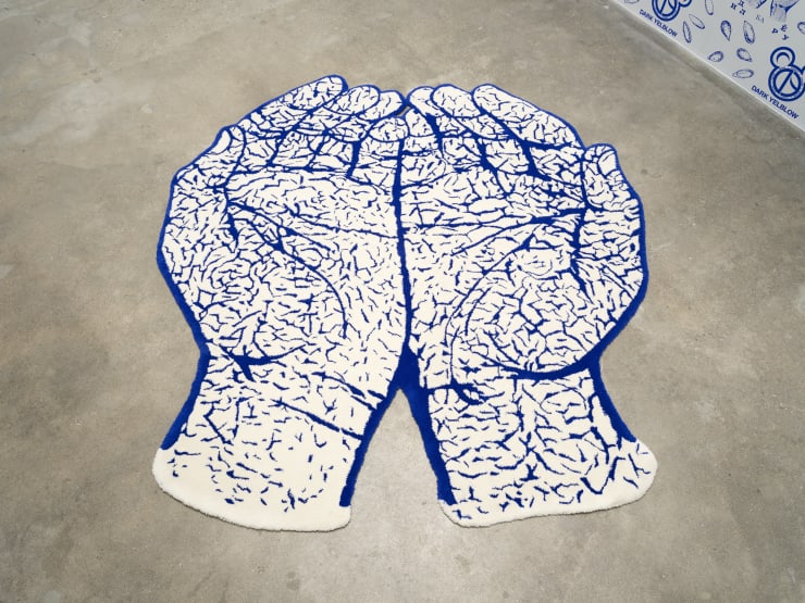 Slavs and Tatars, W-RK H-RD PR-Y H-RD, 2023, Woolen yarn, 218.4 x 203.2 x 6cm.