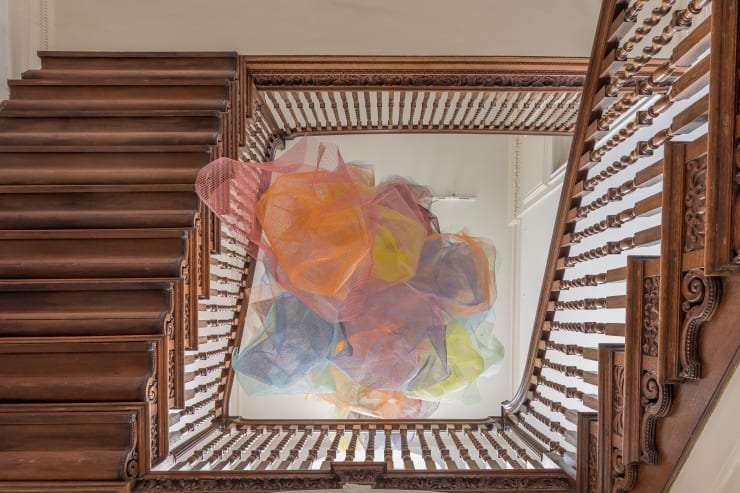 Rana Begum, No.1367 Mesh, 2024, Powder-coated galvanised steel mesh. Photograph by Pallant House Gallery/Taran Wilkhu