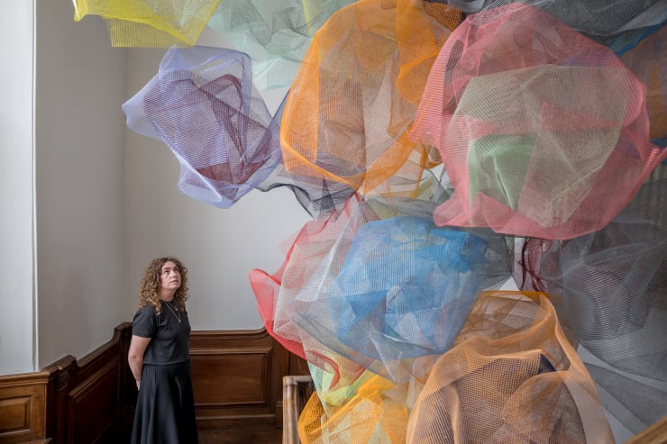 Rana Begum, No.1367 Mesh, 2024, Powder-coated galvanised steel mesh. Photograph by Pallant House Gallery/Taran Wilkhu