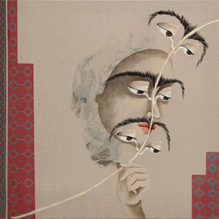 Hayv Kahraman, Look me in the eyes no. 9, 2023, Oil and acrylic on linen, 93.98 x 93.98 cm