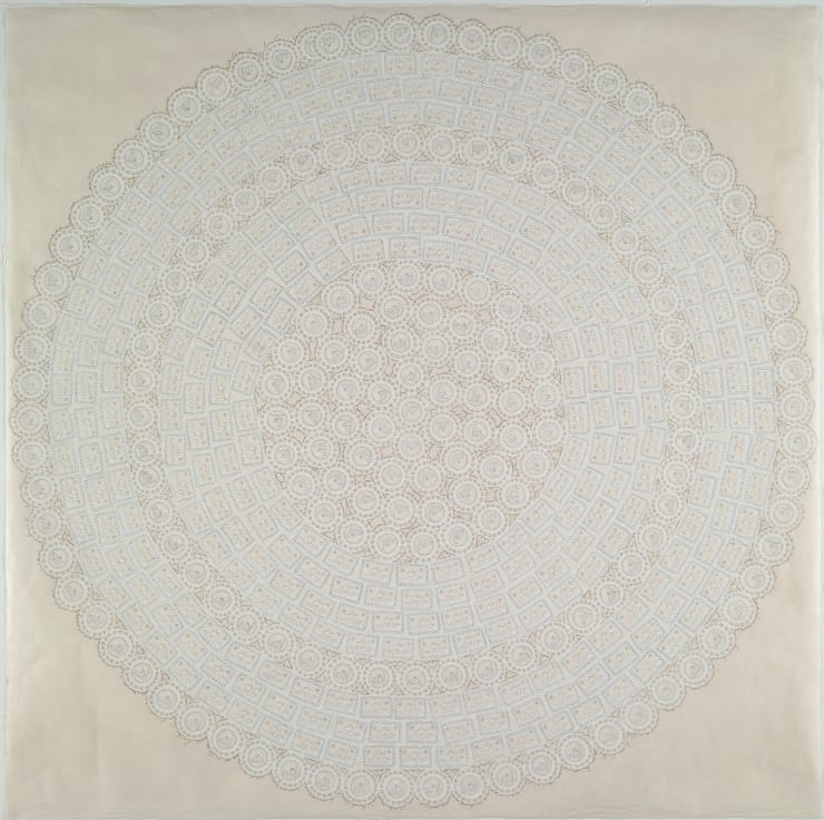 Pouran Jinchi, Prayer Stone 5, 2009, Charcoal, pencil and ink on Okawara paper, 100.3 × 100.3 cm