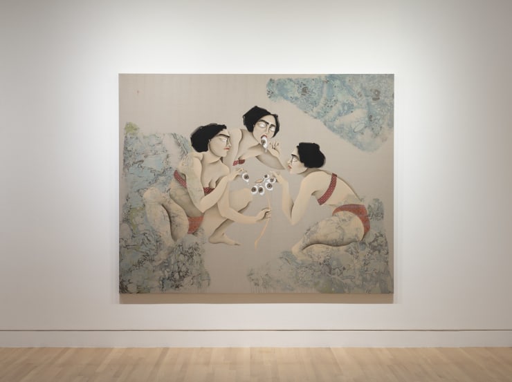 Installation view: Hayv Kahraman: Look Me in the Eyes, Frye Art Museum, Seattle, October 5, 2024–February 2, 2025. Photo: Jueqian Fang