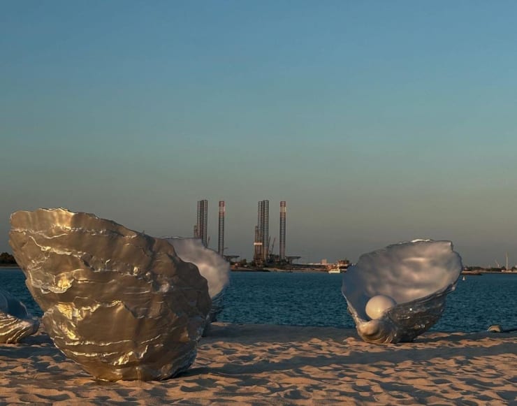 Farah Al Qasimi, Homesickness, 2024, Aluminium, speakers. Commissioned by the Department of Culture and Tourism – Abu Dhabi for the Public Art Abu Dhabi Biennial 2024–2025. Photos by Farah Al Qasimi