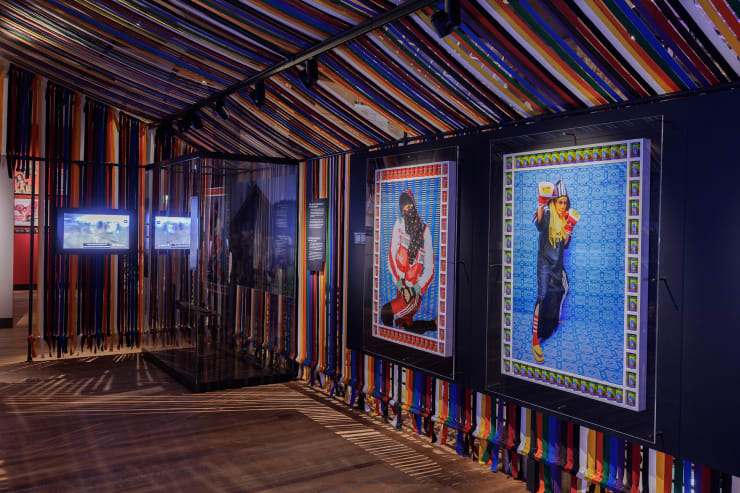 Installation view, Hassan Hajjaj, Martial Arts, 2024, Wereldmuseum Amsterdam. Photographer Aad Hoogendoorn