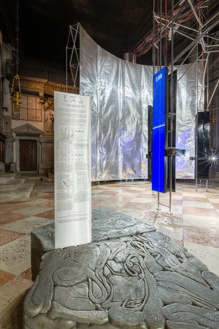 Installation view of the Lithuanian Space Agency's laboratory by Julijonas Urbonas at the Biennale Architettura 2021, Venice; Photo by Aistė...