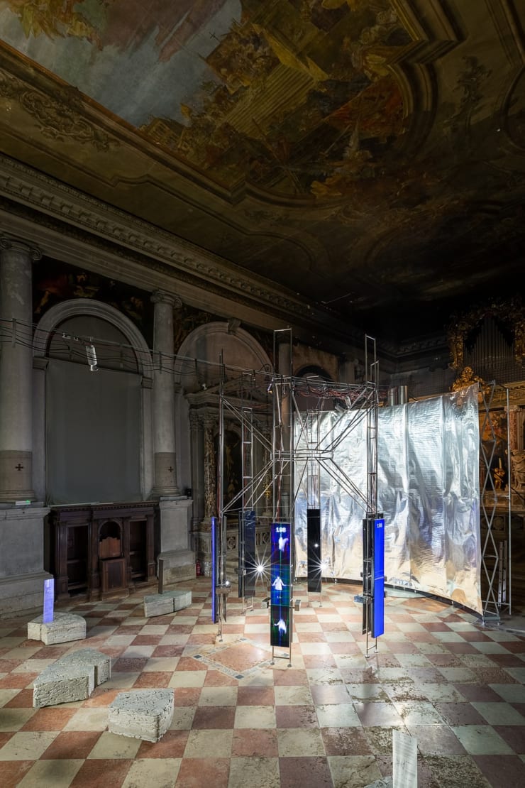Installation view of the Lithuanian Space Agency's laboratory by Julijonas Urbonas at the Biennale Architettura 2021, Venice; Photo by Aistė...
