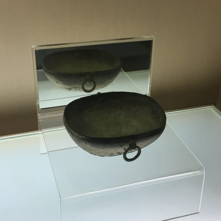 Bronze dish, and mirror display, Xian museum