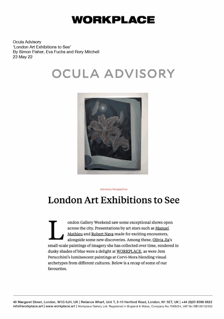 Olivia Jia, Untitled (moonlight lilies) (2022). Oil on panel. 35.6 x 27.9 cm. Photo: Ocula Advisory.