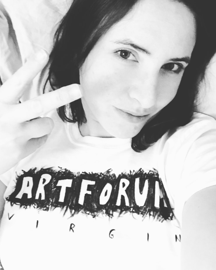 Emily Hesse Emily is Not the Sort of Artist You Would Normally Work With, 2017. Man’s T-Shirt Size Small, fabric pen. 60cm x 65 cm Courtesy of the artist