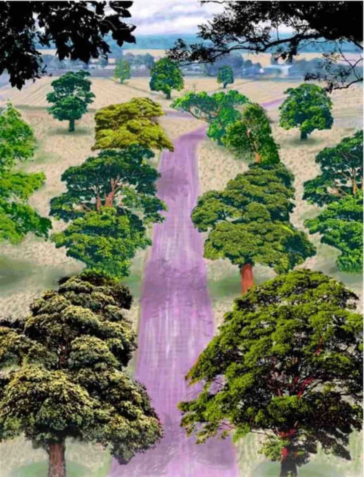 Buy or sell David Hockney, Summer Road Near Kilham, computer drawing, 2008