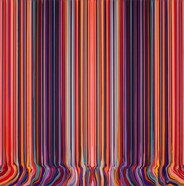 Mirrored Sequence (Red and Black) 2020 acrylic on aluminium mounted onto aluminium panel 97 5/8 x 96 7/8 inches 248 x 246 cm