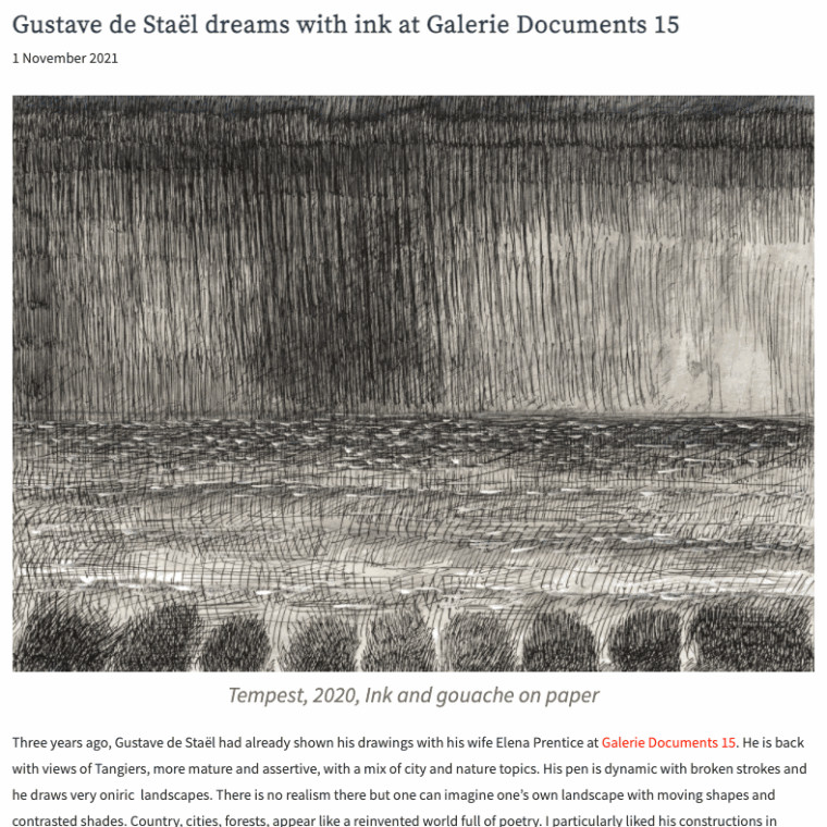 Gustave de Staël dreams with ink at Galerie Documents 15