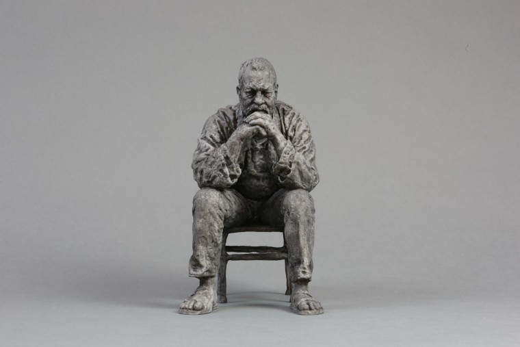 Seated Man Laser Sintered Nylon, 3d printed, oil paint 21cm high Edition of 10