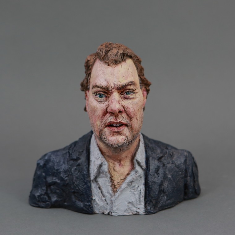 Head of a Man 2022 19 x 20 x 12 cm Fired clay, oil paint (Available in bronze edition of 9)
