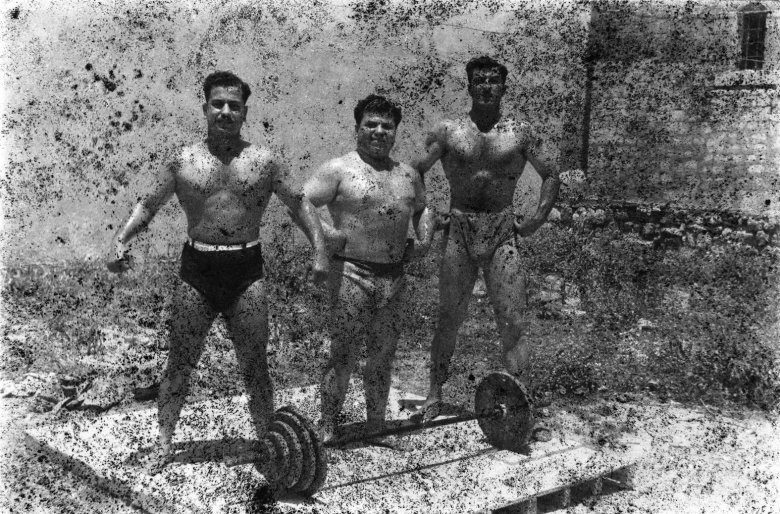 Bodybuilders, Printed From A Damaged Negative 1948