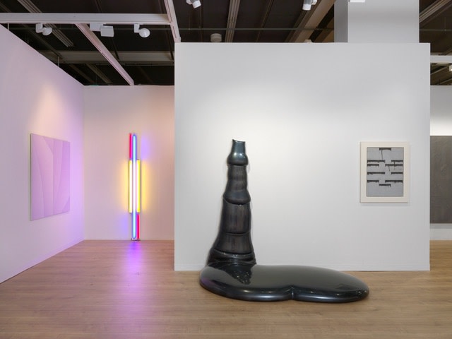 Installation view of Luxembourg & Dayan, Stand G15 at Art Basel 2019.  Courtesy Luxembourg & Dayan, New York and London.  Photo: Annik Wetter