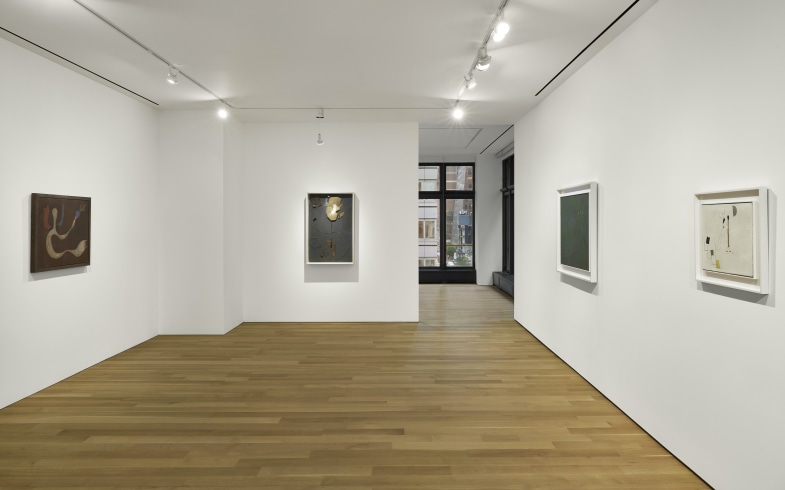 Installation view of Joan Miró: Feet on the Ground, Eyes on the Stars at Luxembourg + Co., New York. Photo: Andy Romer.