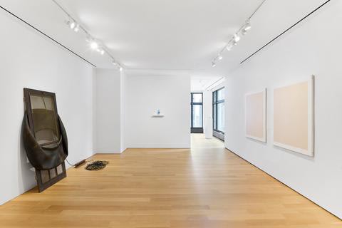 Installation view of Art Handling: An Installation Play by Liz Magic Laser, Luxembourg + Co., New York. Photo: Phoebe Dheurle.