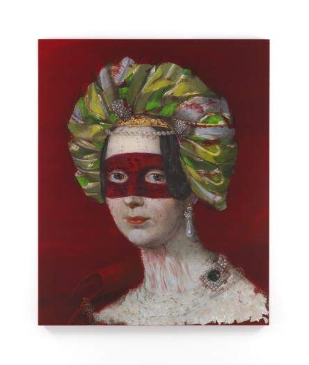 Piotr Uklański (b. 1968), Untitled (Amalie of Württemberg, Duchess of Saxe-Altenburg), 2018, ink and acrylic on cotton velvet over canvas, 65 x 51 in. (165.1 x 129.5 cm)