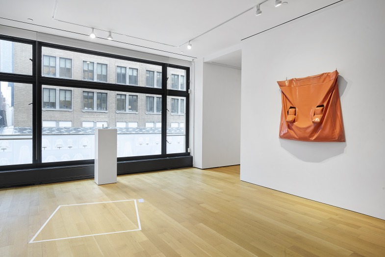 Installation view of Art Handling: An Installation Play by Liz Magic Laser, Luxembourg + Co., New York. Photo: Phoebe Dheurle.
