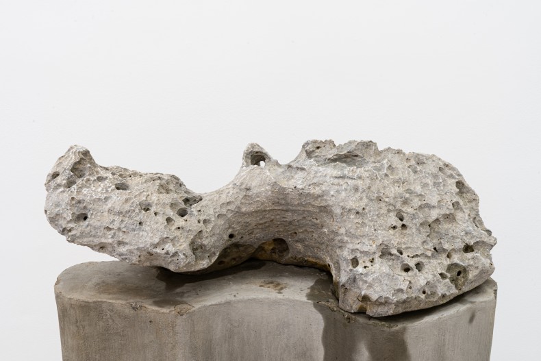 Dragão cantor, 2007 pedra perfurada sonora sobre coluna de concreto 121,5 x 67 x 34 cm | 47.8 x 26.4 x 13.4 in