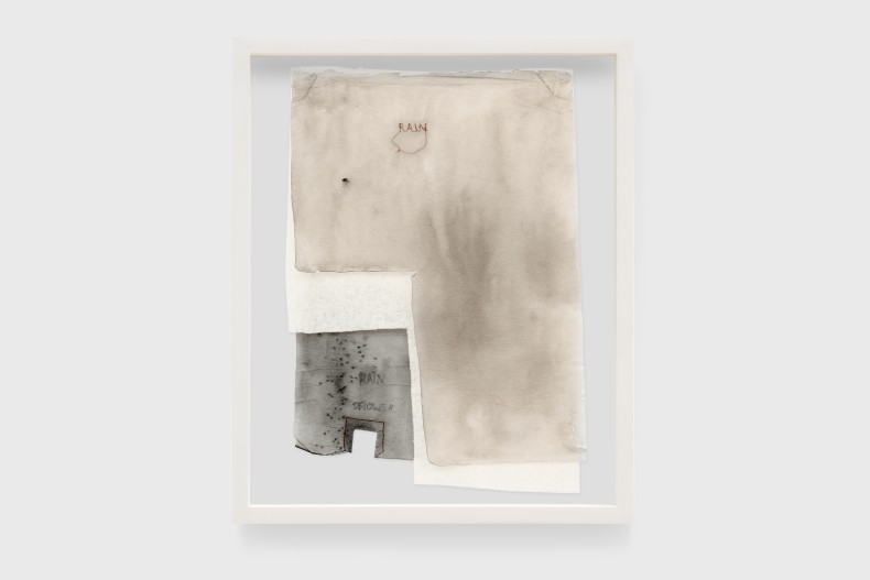 Karin Lambrecht Rain, flower, 2021 papel, feltro, aquarela e alfinete sobre papel 45 x 31 cm