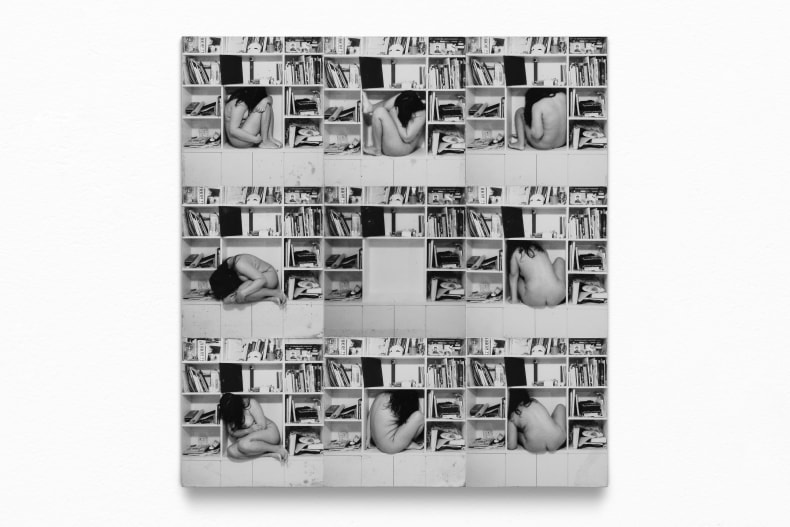 Daiara Tukano Eu na estante, 2010 fotoperformance 9 peças de 25 x 25 cm