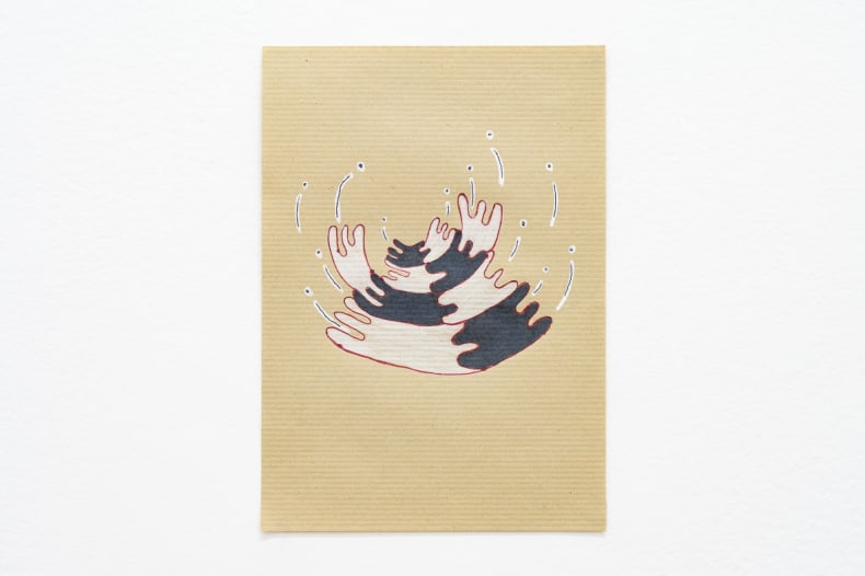 Thiago Barbalho Corpos colhendo algodão (Interior XIII), 2024 lápis de cor e caneta esferográfica sobre papel 21 x 15 cm
