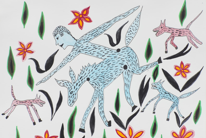 Gerardo Rosales Rio Chiquito, 2024 tinta acrílica sobre papel 27,9 x 35,6 cm