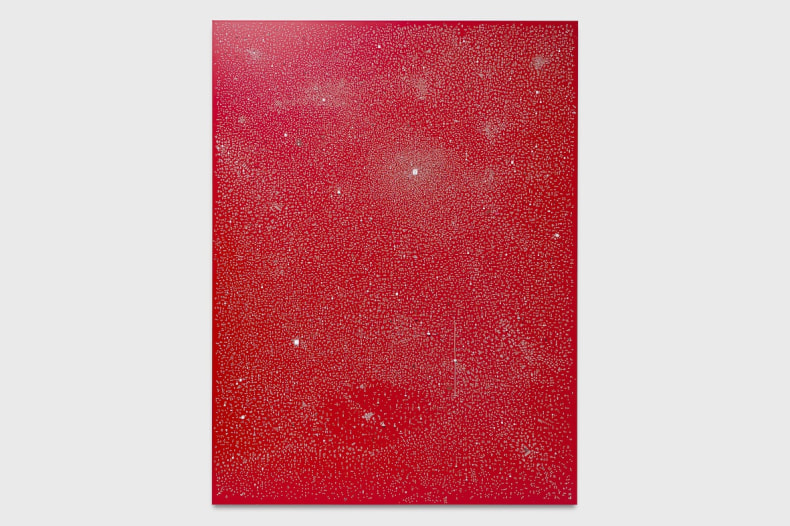 Marco Maggi “Red” means “Net” in Spanish 2024 papel sobre papel sobre Dibond vermelho 121,9 x 91,4 cm