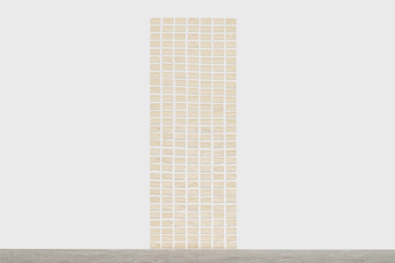 Jac Leirner Skin selfie (Smoking brown) 2019 203 folhas de papel seda para cigarro 160 x 60,5 cm