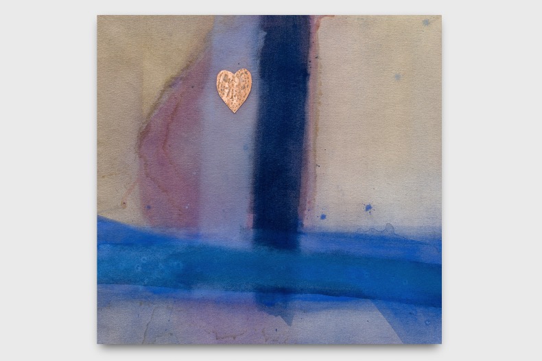 Karin Lambrecht Baleia, Canta, Amor 2025 pigmentos em resina acrílica e cobre sobre lona 52 x 55 cm