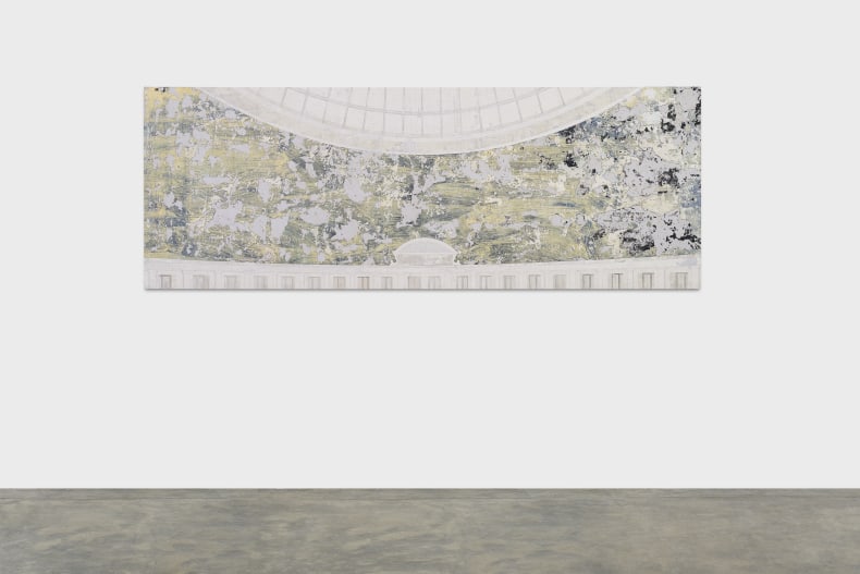 Daniel Senise Sem Título (Bourse de Commerce - Pinault Collection) 2024 monotipia de parede em tecido e medium acrílico 100 x 280 cm