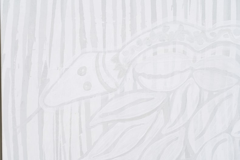 Alberto Pitta Dan funfun (série Mariwo) 2024 pintura e serigrafia sobre tela 147,5 x 155,5 cm