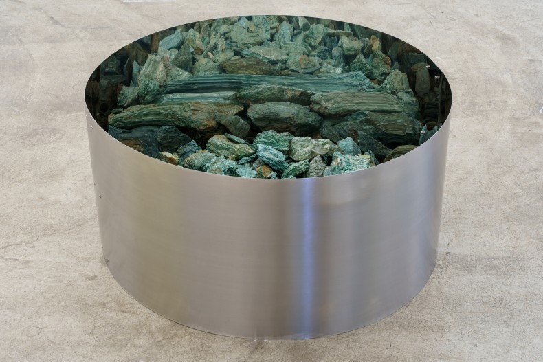 Amelia Toledo Green well, from the Color wells series, 2009 / 2021 green fuchsite and stainless steel 41 x Ø 82 cm | 16.1 x Ø 32.3 in
