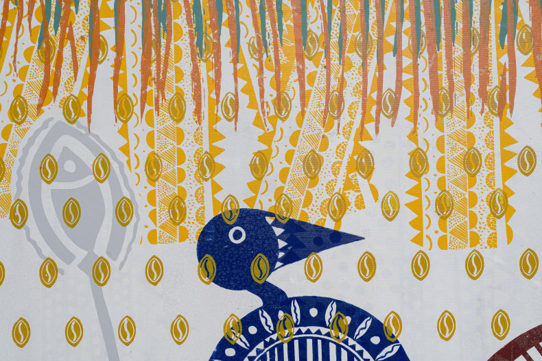 Alberto Pitta Festa de Oxum 2025 pintura e serigrafia sobre tela 195 x 164,5 x 3,5 cm