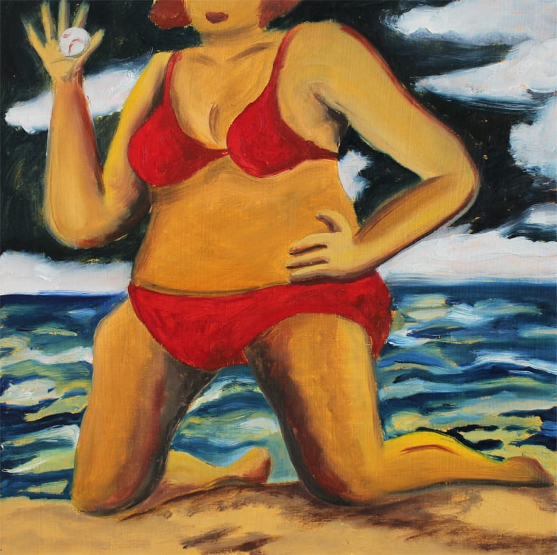 Hiroya Kurata, Giant girl with red bikini, 2020