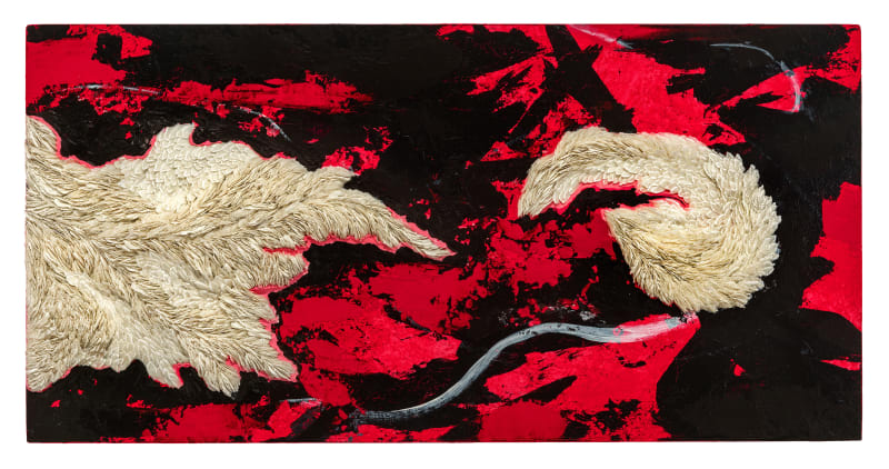 Hayoon Jay Lee Disturbing the Universe, 2022 Rice, modeling paste, and acrylic, 12 x 24 x 2 1/2 in. (30.5...