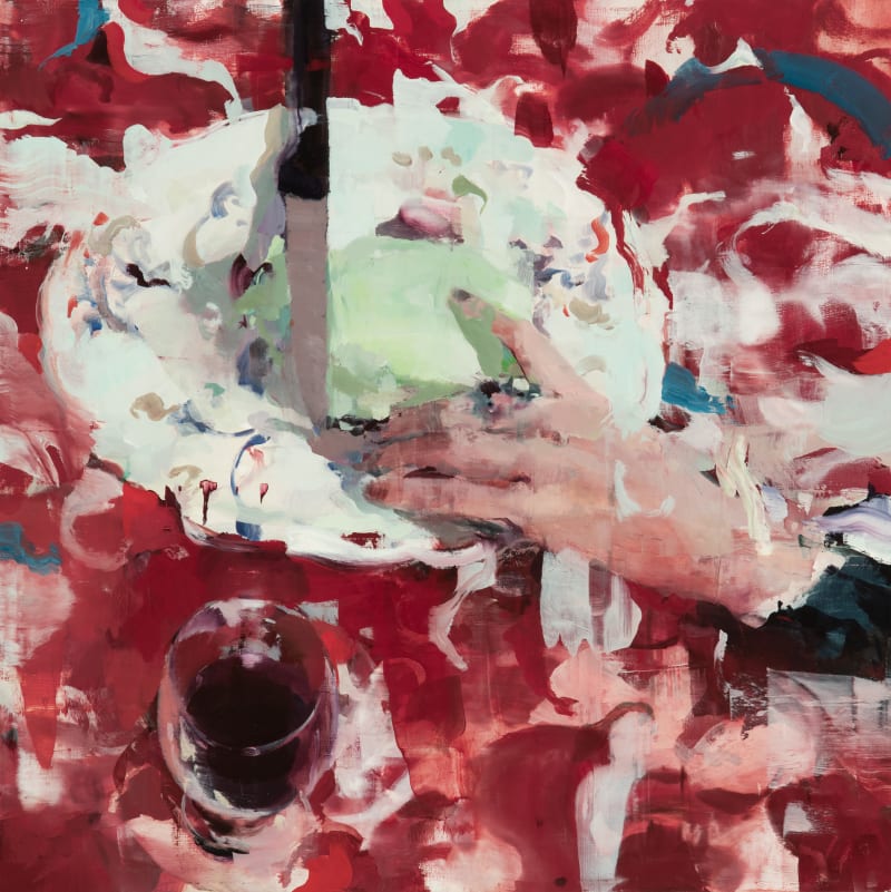 Alex Kanevsky Chinese Cake, 2019 Oil on board, 18 x 18 inches