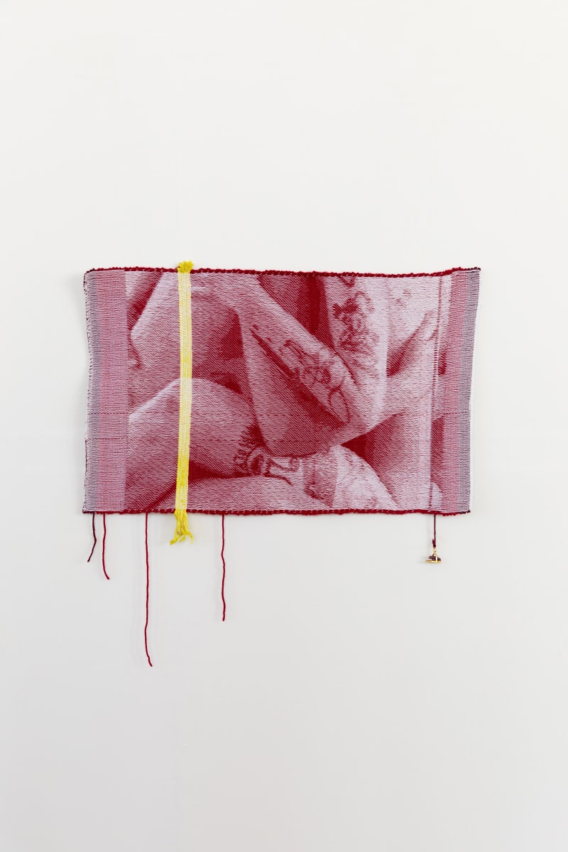 Mia Weiner Aching To Be Held (Red Drip), 2023 Handwoven cotton, acrylic, and silk, raw ruby, and 14 carat gold...