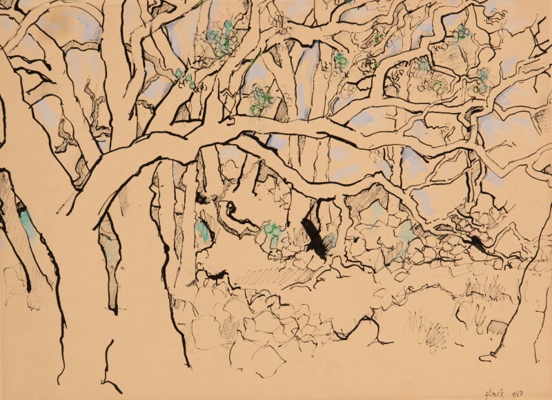 Audrey Flack Forest I, 1950 Ink, watercolor, and graphite on paper, 10 3/4 x 14 3/4 inches (27.3 x 37.5...