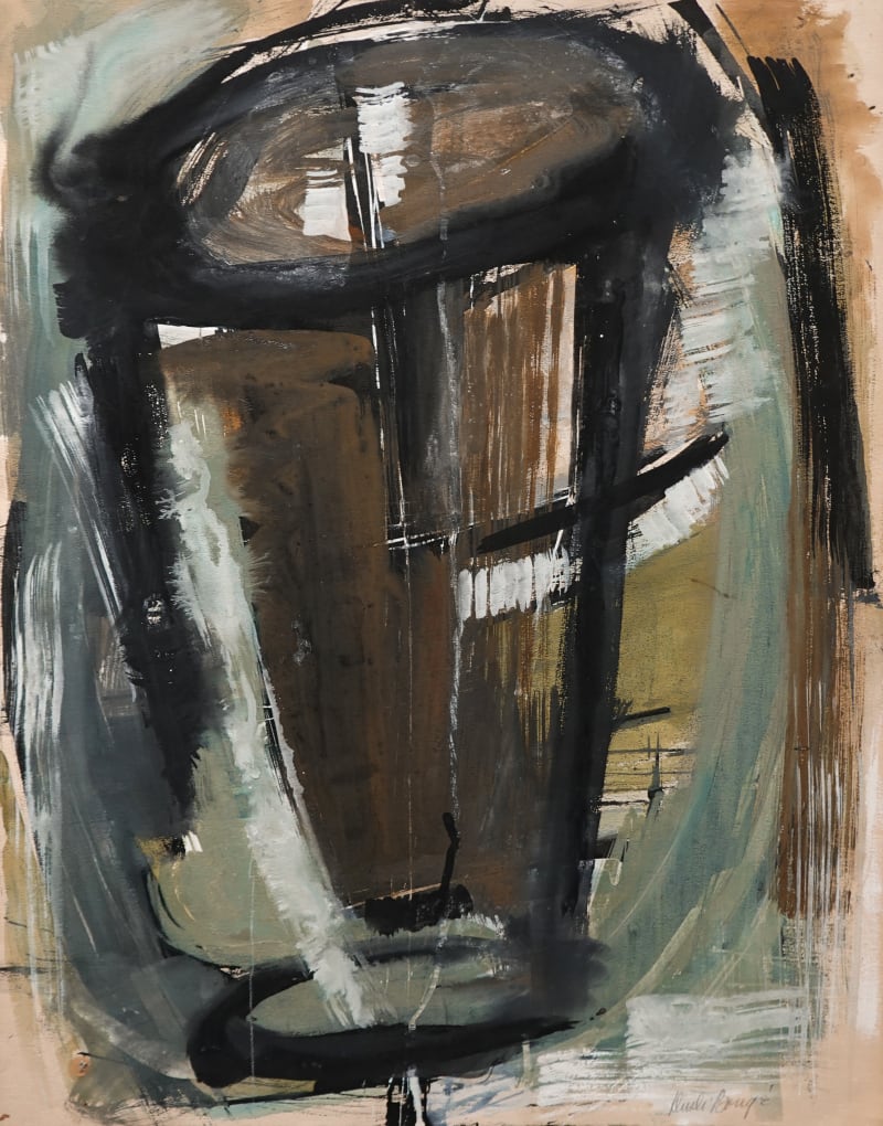 Dusti Bongé Untitled (Black Cone with Brown and Green), circa 1955 Tempera on paper, 26 1/8 x 20 1/4 in....