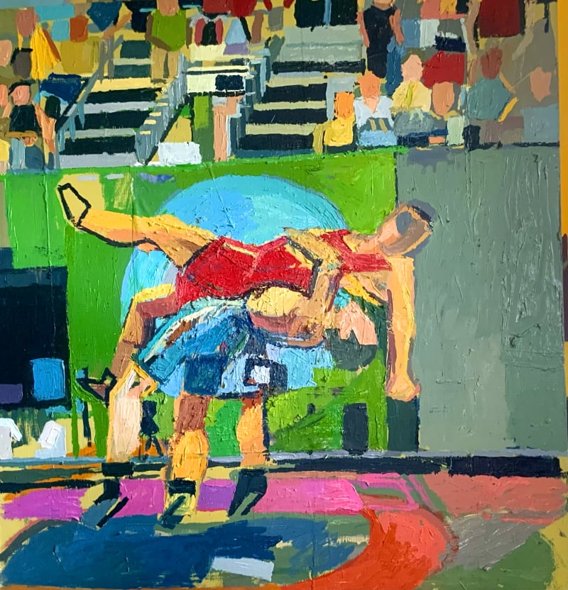 Clintel Steed Olympic Wrestlers #3, 2018 Oil on canvas, 40 x 38 inches (101.6 x96.5 cm)
