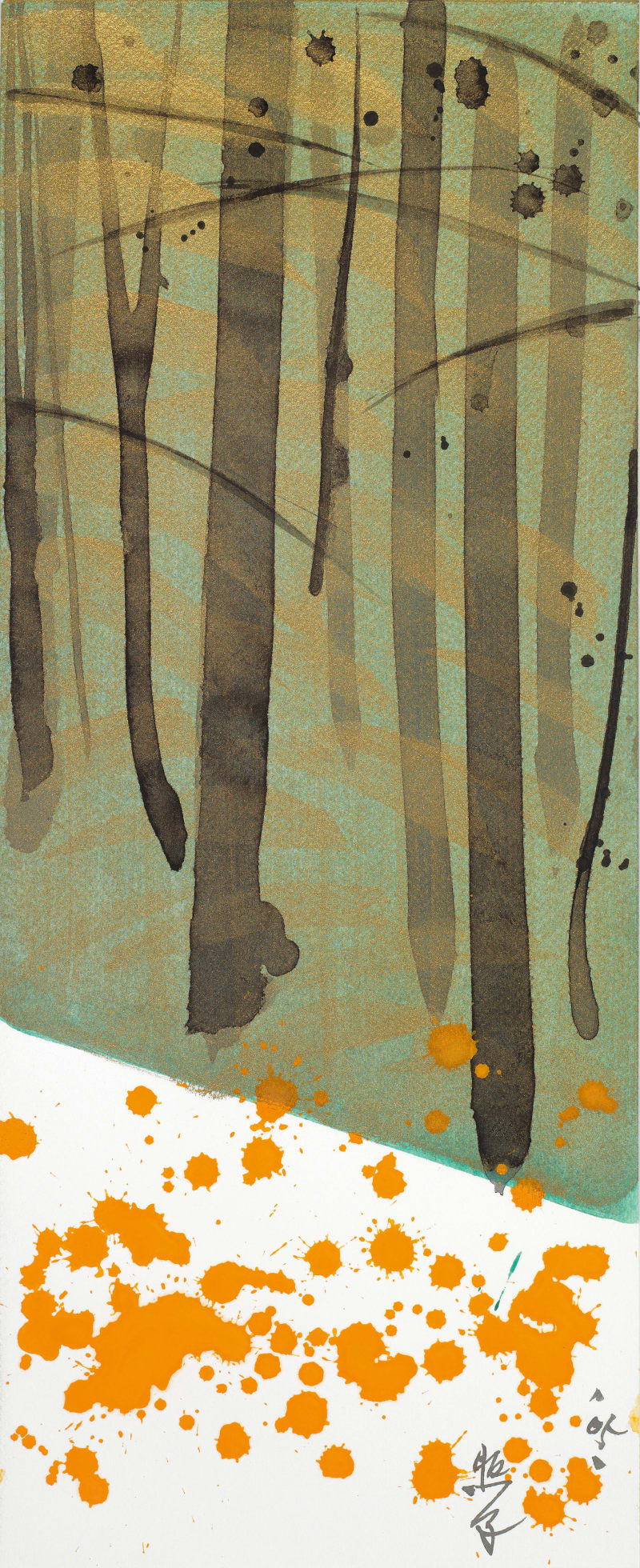 Teruko Yokoi Baume A, 2005 Egg tempera on paper, 18 7/8 x 7 5/8 in. (47.9 x 19.4 cm)