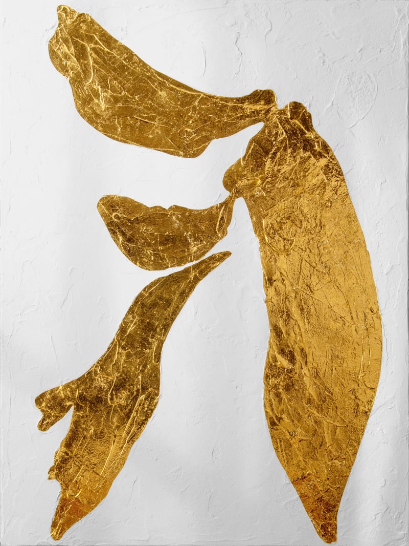 Anna Pietrzak Airy Veils Unfurled, 2023 24K gold leaf and acrylic on canvas, 48 x 36 in. (121.9 x 91.4...