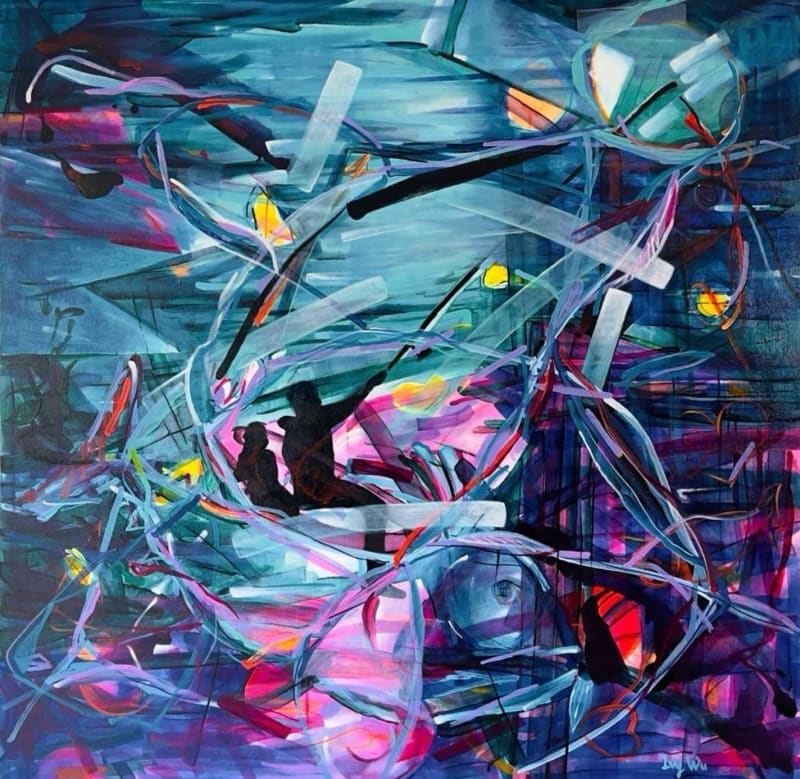 Ivy Wu Fishing with Dada, 2022 Acrylic on canvas, 48 x 48 in. (121.9 x 121.9 cm)