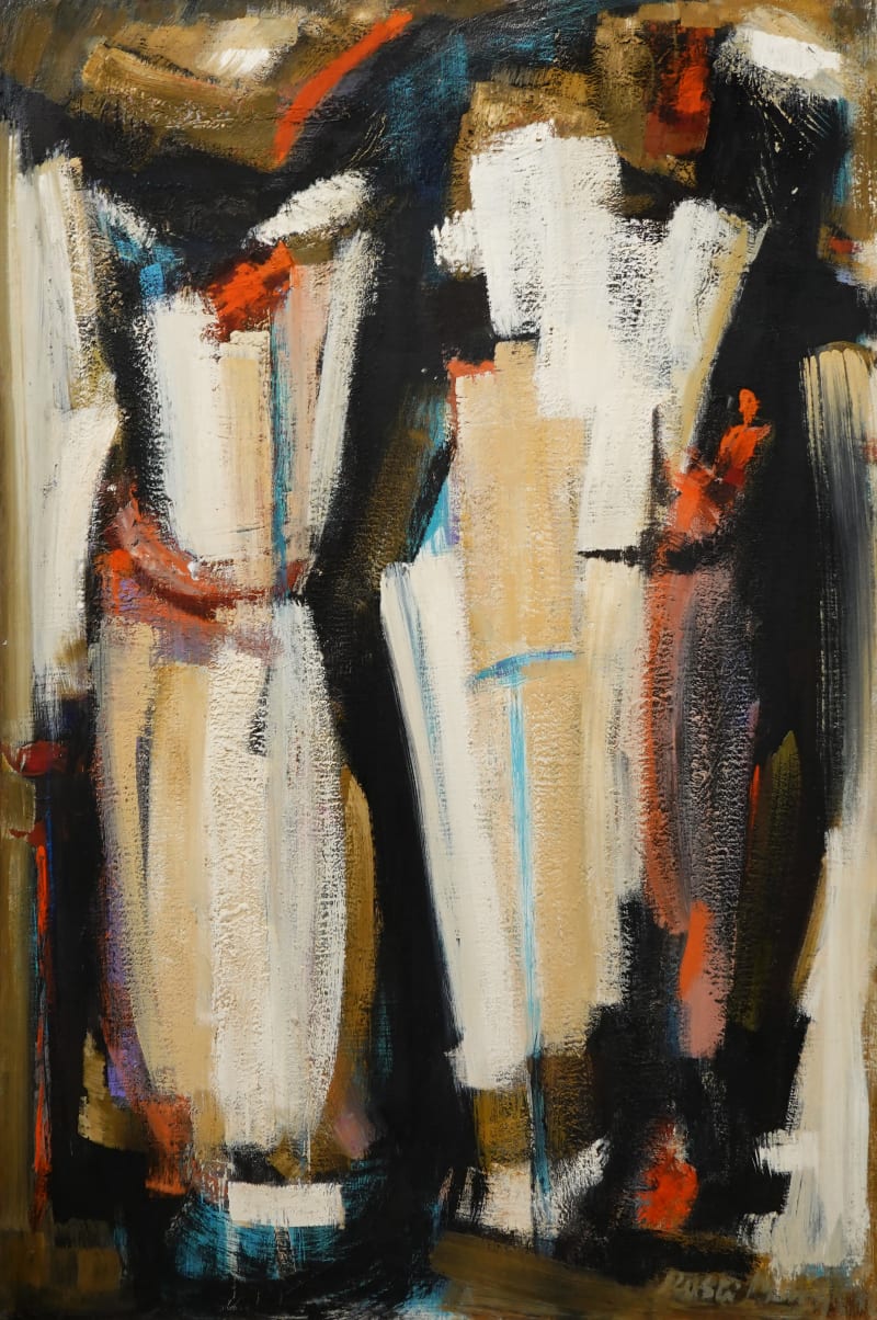 Dusti Bongé Untitled (White, Tan, Red and Black Abstract), 1954 Oil on Masonite, 48 x 32 in. (121.9 x 81.3...