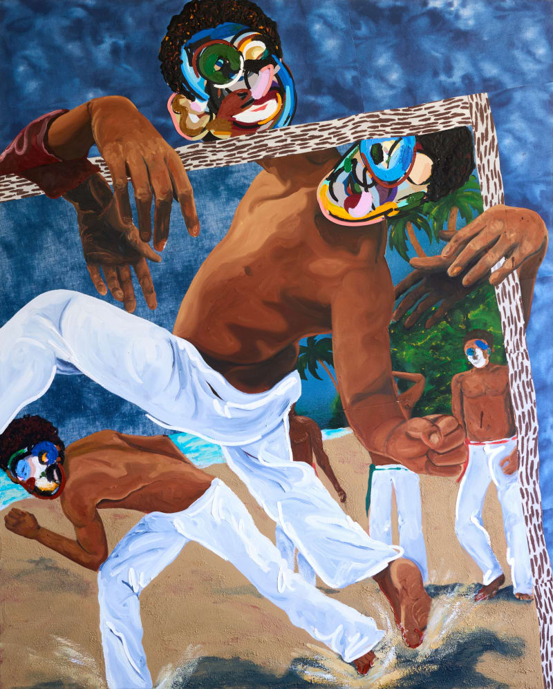 Jonni Cheatwood Who Never Stood a Chance?!, 2025 Oil, acrylic and sand on sewn assorted textiles and canvas, 60 x...